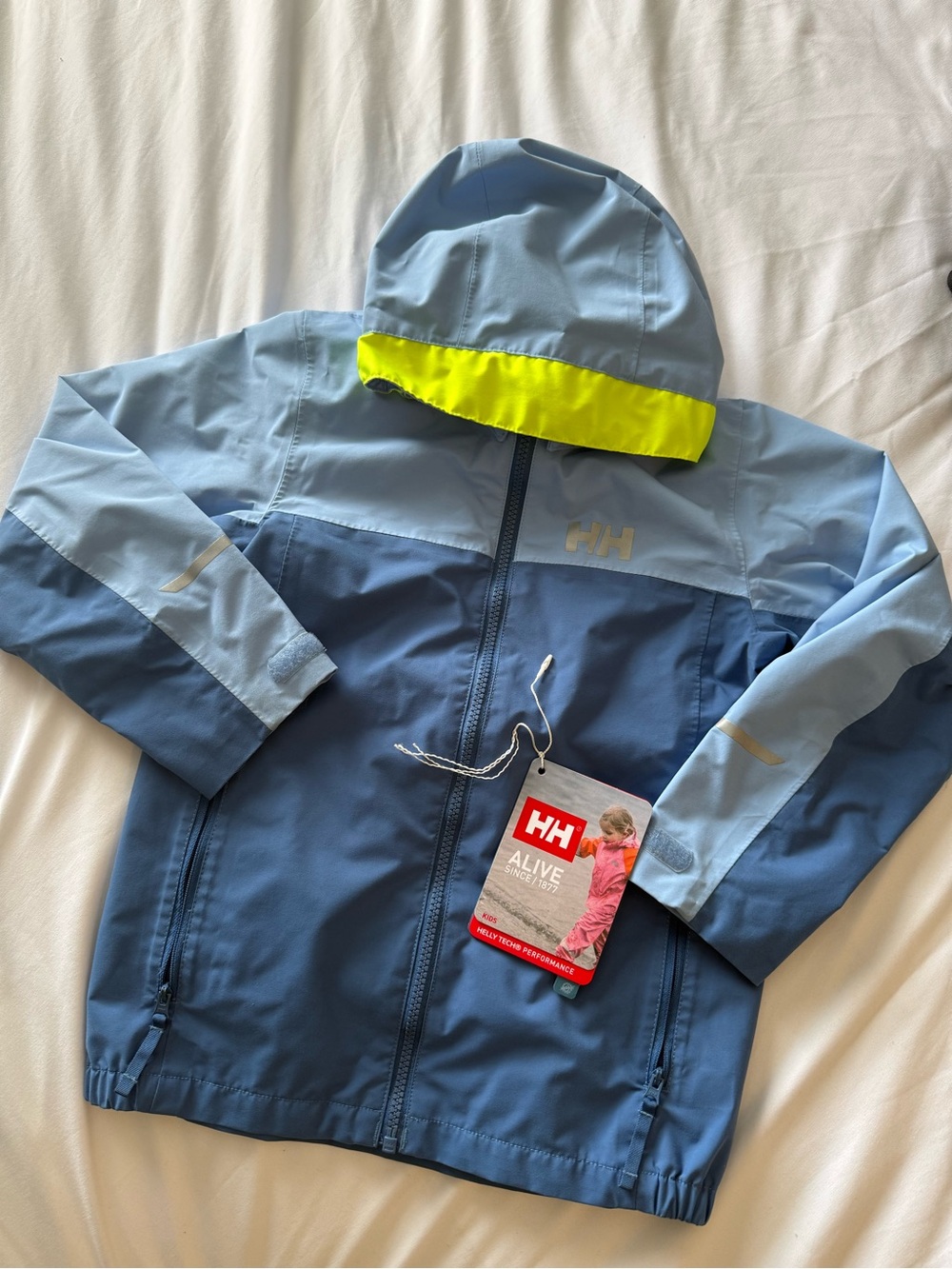KIDS Helly Hansen Blue Shelter Rain Jacket with Reflective Trim